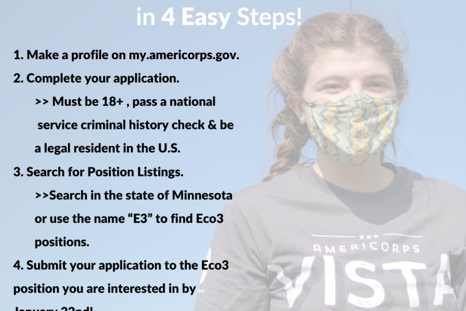 Steps to apply for Eco3 AmeriCorps VISTA Positions