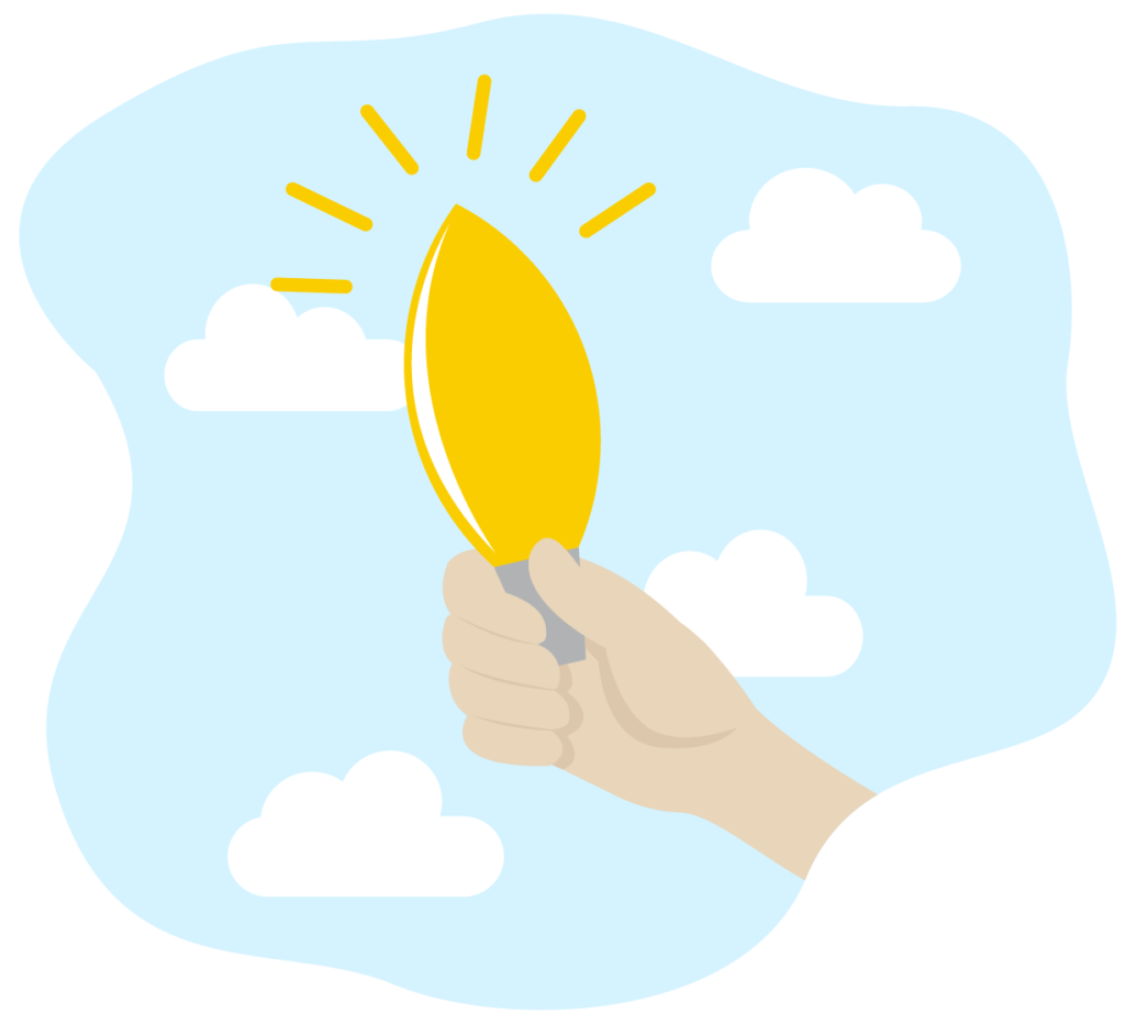 illustration of a hand holding a lightbulb