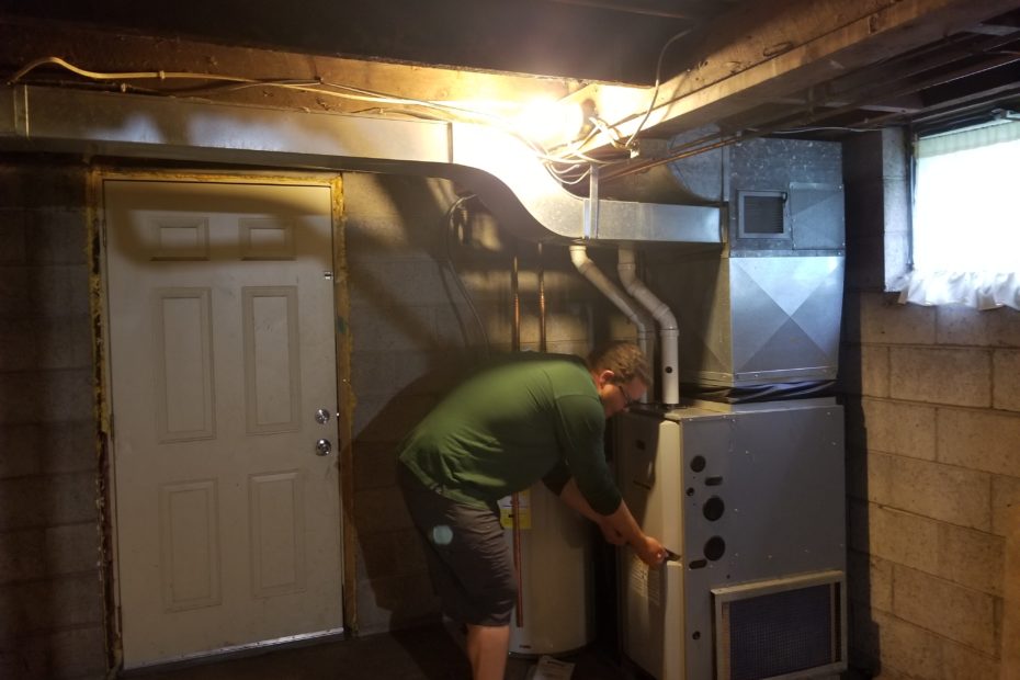 Action shot of furnace upgrades