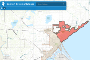 Map showing area of Duluth, east of Lake Avenue, where residents are asked to reduce their gas usage.