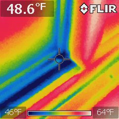 Infrared image of windowsill. Detailed description in accompanying text.