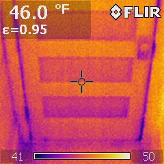 Infrared image of door. Details are described in accompanying text.
